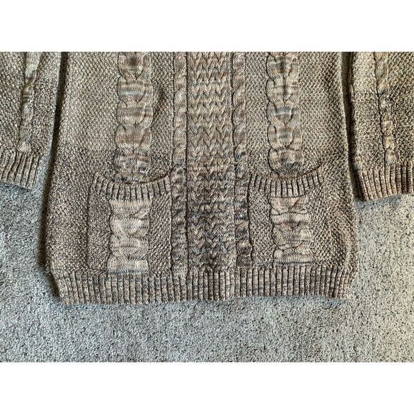 Jeanne Pierre‎ Womens Cable Knit Long Sleeve Tan Long Sweater With Pockets SMALL - Picture 3 of 6
